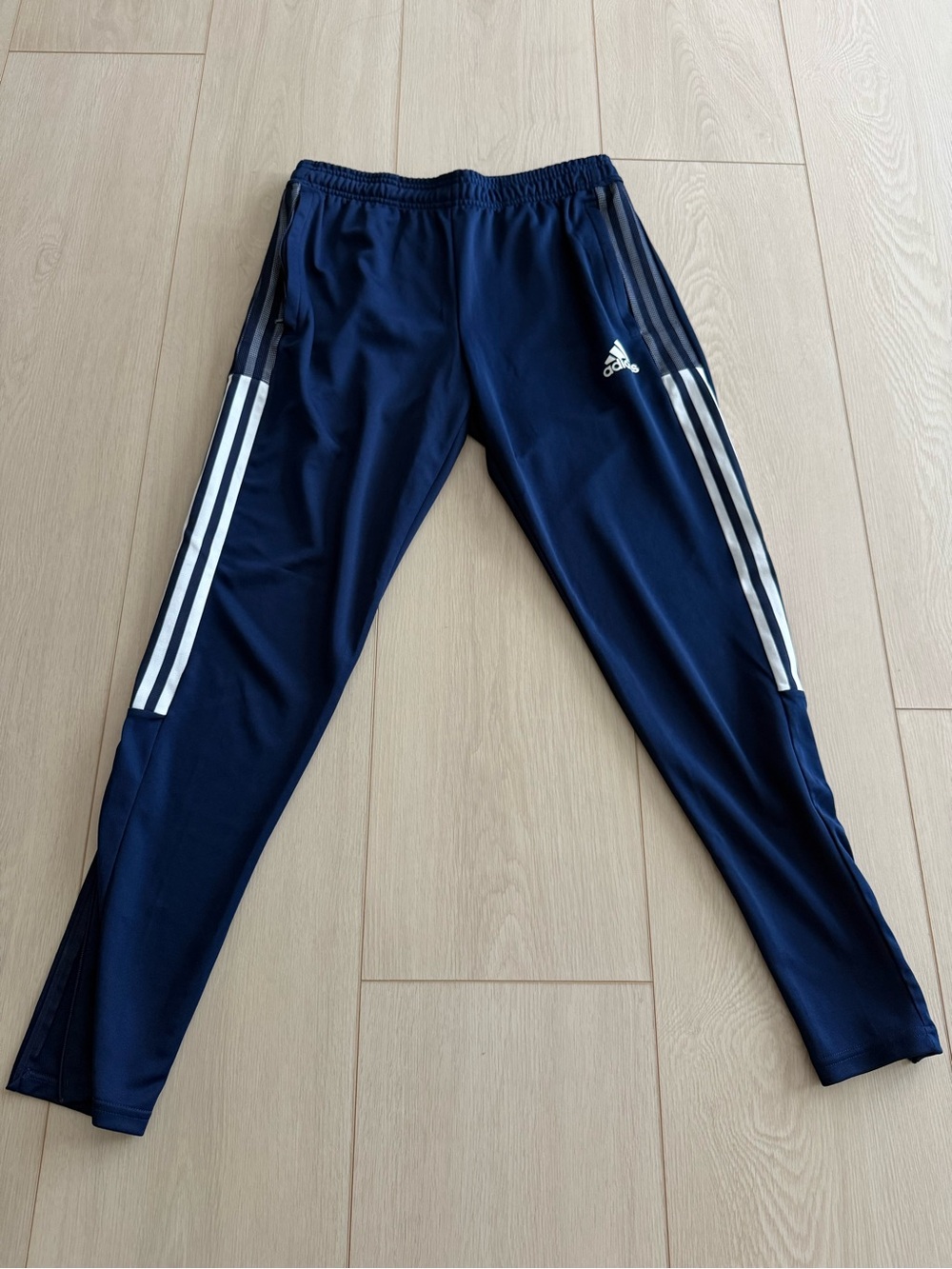 adidas Navy Joggers with White Side Stripes - Kids